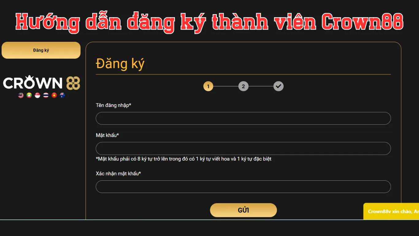 Hướng dẫn đăng ký tài khoản Crown88
